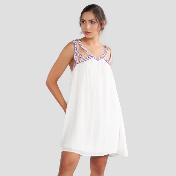 Altar'd State Dresses & Skirts - Altar’d State “Believe in Casual” sleeveless ivory baby doll mini shift dress
